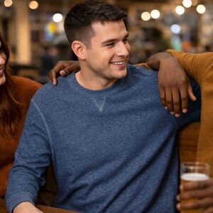 Ted Baker Sweatshirt Mens‎ Large 4 Heather Blue Polyester Crew Neck Long Sleeve